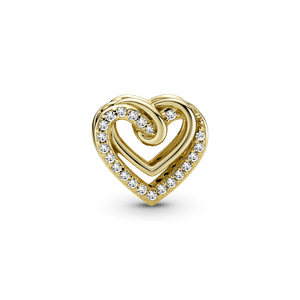Charm Corazones Entrelazados Resplandecientes Recubrimiento en Oro 14K