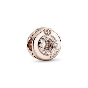Charm Corona O de Pavé con Centro Abierto Recubrimiento en Oro Rosa de 14K