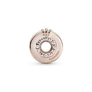 Charm Corona O de Pavé con Centro Abierto Recubrimiento en Oro Rosa de 14K