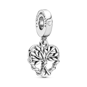 Charm Colgante de Corazón con Árbol Genealógico
