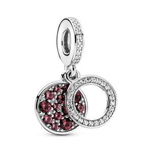 Charm Colgante Doble Disco Rojo Reluciente