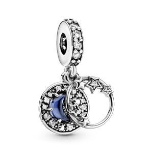 Charm Colgante de Luna Creciente y Estrellas Azul Cielo Nocturno