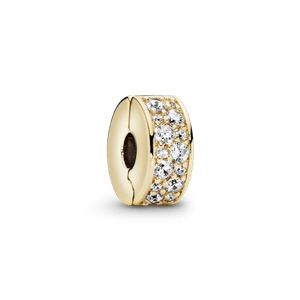 Charm Sujetador de Pavé Transparente Recubrimiento en Oro de 14K