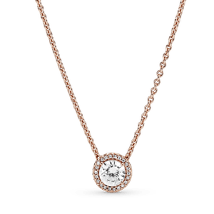 Collar con Halo Redondo Brillante Recubrimiento en Oro Rosa de 14K