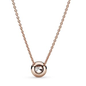 Collar con Halo Redondo Brillante Recubrimiento en Oro Rosa de 14K