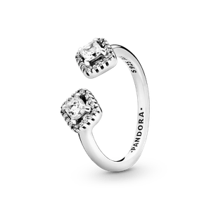 Anillo Abierto Brillo Cuadrado Pandora Plata Esterlina