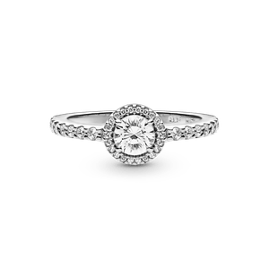 Anillo Clásico con Halo Brillante Pandora Plata Esterlina