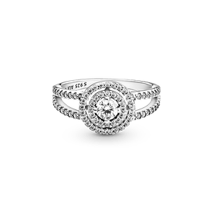 Anillo Halo Doble Resplandeciente Pandora Plata Esterlina