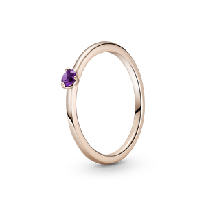 Anillo Solitario Morado Recubrimiento en Oro Rosa de 14K