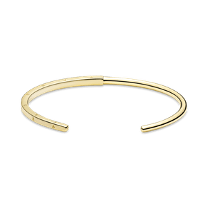 Brazalete Rígido I-D Pandora Signature Recubrimiento en Oro de 14K