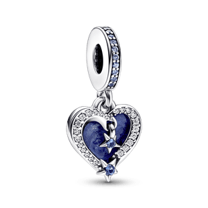Charm Colgante Doble Estrella Fugaz Celestial y Corazón Pandora Plata Esterlina