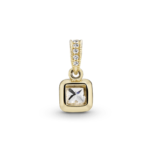 Pendiente con Halo Cuadrado Brillante Oro 14K