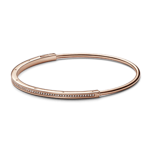 Brazalete Rígido I-D Pandora Signature en Pavé Oro Rosa
