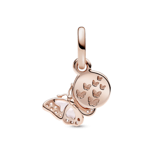 Charm Colgante Doble Mariposa Rosa y Cita