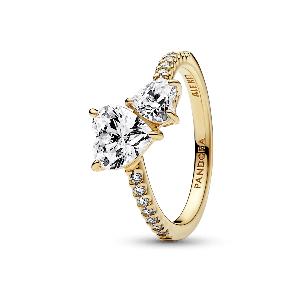 Anillo Reluciente Corazón Doble|Pandora