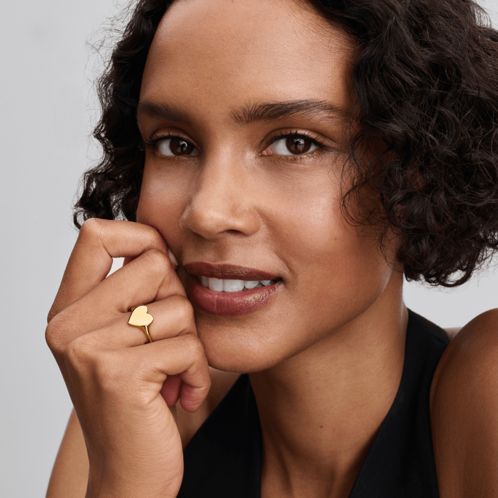 Anillo Corazón Grabable Dorado|Pandora - Pandora™ PA Joyería Oficial
