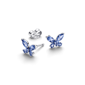 Aretes de botón Mariposa Azules